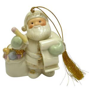 Vintage Lenox Santa Claus Checking His List Christmas‎ Ornament Gold Trim